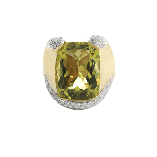Bague 60 Bague en or jaune, quartz et diamants 58 Facettes OC-61G00120