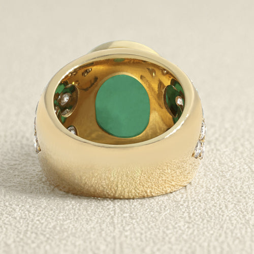 Bague 56 Bague Cabochon - Émeraude et diamants en or jaune 58 Facettes 61300078