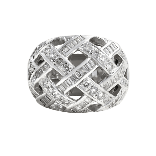 Bague 58 Bague croisillon en or blanc et diamants 58 Facettes 61E00458