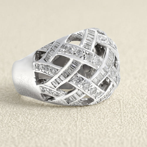 Bague 58 Croisillon - Bague en or blanc et diamants 58 Facettes 61E00458