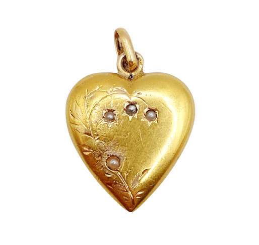 Pendentif Pendentif cœur Art nouveau en or 18k avec perles 58 Facettes A07095