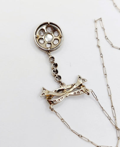 Collier Collier Art déco en or blanc 18k et platine, diamants taille rose 58 Facettes A07032