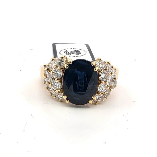 Bague 48 Bague en or jaune 18 ct avec saphir et diamants 58 Facettes 318/26 B 140/26
