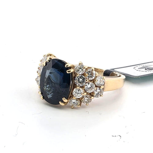 Bague 48 Bague en or jaune 18 ct avec saphir et diamants 58 Facettes 318/26 B 140/26