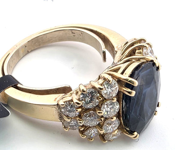 Bague 48 Bague en or jaune 18 ct avec saphir et diamants 58 Facettes 318/26 B 140/26