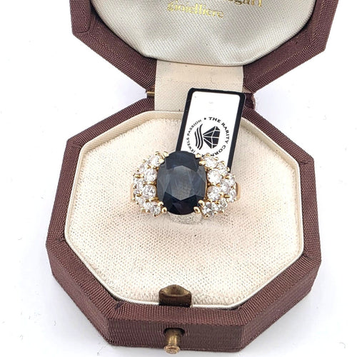 Bague 48 Bague en or jaune 18 ct avec saphir et diamants 58 Facettes 318/26 B 140/26
