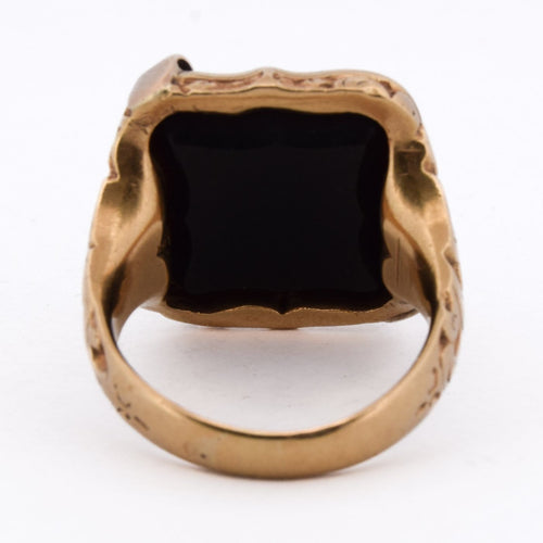 Bague 62 Bague chevalière ancienne - Or jaune 18 ct et sardoine gravée armoiries 58 Facettes AN640 '(04429)