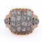 Bague 49 Bague Art déco en or jaune 18 ct et platine avec diamants 58 Facettes AN 643 '(00319)