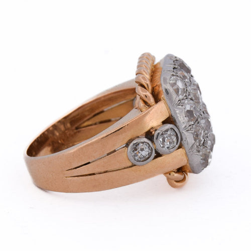 Bague 49 Bague Art déco en or jaune 18 ct et platine avec diamants 58 Facettes AN 643 '(00319)