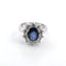Bague 50 Bague en or blanc 18 ct avec saphir ovale et diamants 58 Facettes 319/26 D