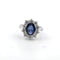 Bague 50 Bague en or blanc 18 ct avec saphir ovale et diamants 58 Facettes 319/26 D