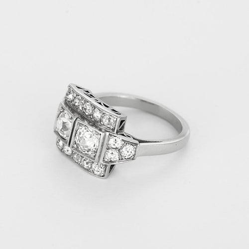 Bague 55 Elegante Bague Art déco en or gris et diamants taille ancienne 58 Facettes 260239