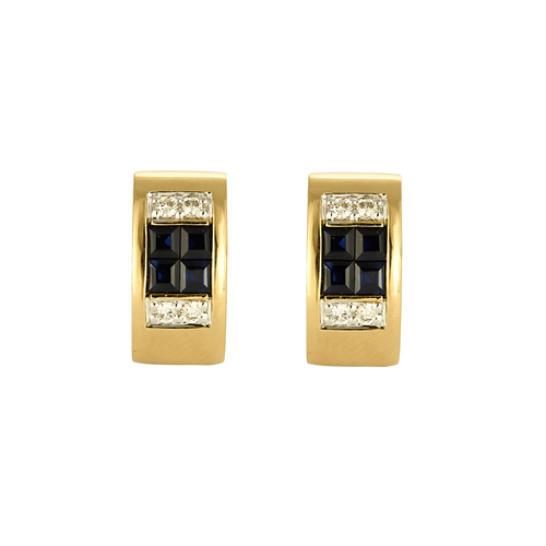 Boucles d'oreilles Boucles d'oreilles en Or jaune , saphirs et diamants 58 Facettes 260164