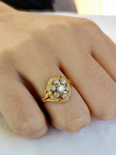 Bague 53 Bague en or rose 18 carats avec diamants taille brillant 58 Facettes id: 1755436