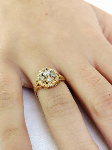 Bague 53 Bague en or rose 18 carats avec diamants taille brillant 58 Facettes id: 1755436