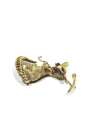 Broche Broche écureuil articulée en or champagne et rubis synthétiques 58 Facettes id: 1755465