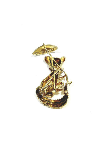 Broche Broche écureuil articulée en or champagne et rubis synthétiques 58 Facettes id: 1755465