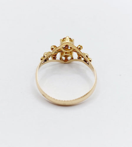 Bague 52 Bague toi et moi Art nouveau en or jaune 18 carats et perles 58 Facettes A07003