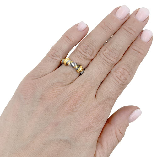 Bague 50 Bague Cartier, "Trinity", trois tons d'or et acier. 58 Facettes 35606