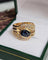 Bague 54 Bague bandeau vintage saphir et diamants en or jaune 18 carats 58 Facettes 695