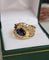 Bague 54 Bague bandeau vintage saphir et diamants en or jaune 18 carats 58 Facettes 695