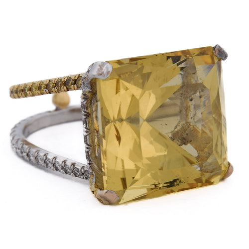 Bague 52 Bague vintage « Villa » - Béril et diamants en or 18 kt 58 Facettes AN632 (00829)