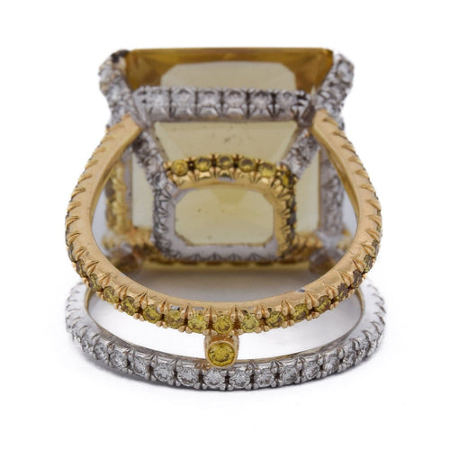Bague 52 Bague vintage « Villa » - Béril et diamants en or 18 kt 58 Facettes AN632 (00829)
