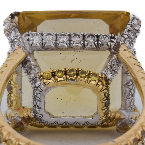 Bague 52 Bague vintage « Villa » - Béril et diamants en or 18 kt 58 Facettes AN632 (00829)