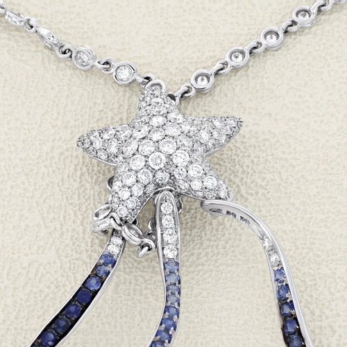 Collier Collier océan - Collier en or blanc saphirs, diamants et zircon 58 Facettes OC-63700140