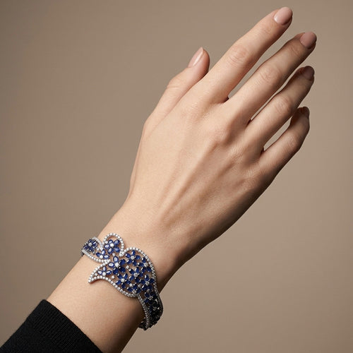 Bracelet Yessayan - Bracelet saphirs et diamants en or blanc 58 Facettes 62000240