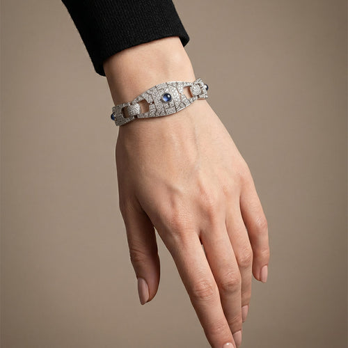 Bracelet Bracelet - Bracelet articulé en or blanc, saphirs et diamants cabochon 58 Facettes 62100027