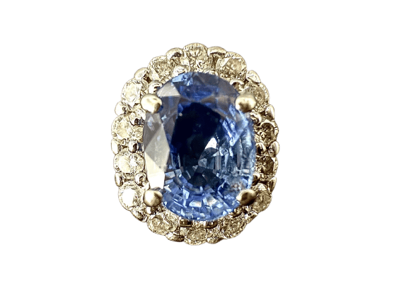 Bague 52 Bague marguerite - Saphir 1,10 ct et diamants en or 18 carats 58 Facettes Bague 001