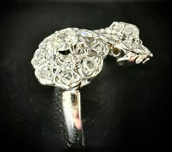 Bague 51 Bague Toi & Moi florale en or 18 carats et diamants 58 Facettes Bague 005