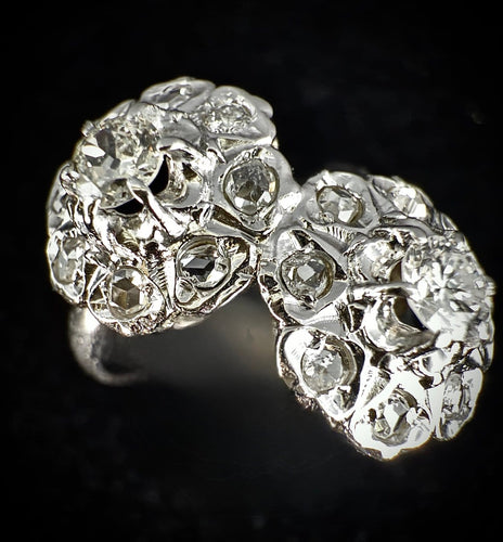 Bague 51 Bague Toi & Moi florale en or 18 carats et diamants 58 Facettes Bague 005