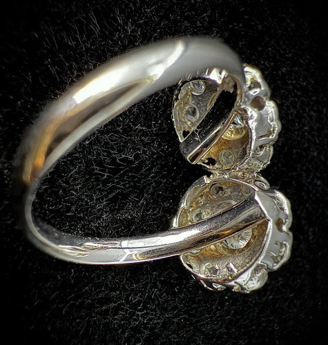 Bague 51 Bague Toi & Moi florale en or 18 carats et diamants 58 Facettes Bague 005