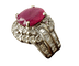 Bague 55.5 Bague - Rubis ovale env. 2 ct et diamants en or blanc 18 carats 58 Facettes Bague 008