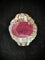 Bague 55.5 Bague - Rubis ovale env. 2 ct et diamants en or blanc 18 carats 58 Facettes Bague 008