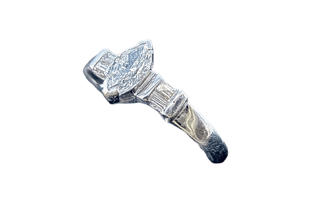 Bague 54 Bague marquise en or blanc 18 carats avec diamants 58 Facettes Bague 012