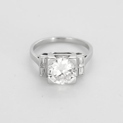 Bague 54 Bague solitaire or gris et diamant taille ancienne 2.28 carats environ 58 Facettes