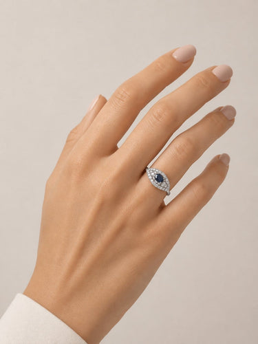 Bague 51.5 Bague saphir et diamants en or gris 18K 58 Facettes LP1889/PUNB