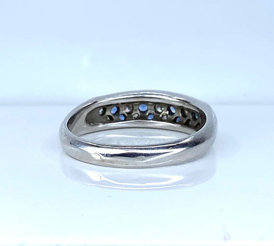 Bague 57 Bague jonc - Or blanc 18 carats, diamants et saphirs de Ceylan 58 Facettes AB720