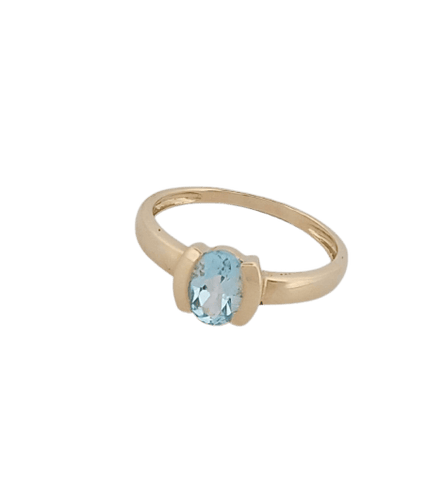 Bague 55.5 Bague aigue-marine en or jaune 18 carats 58 Facettes 3042179