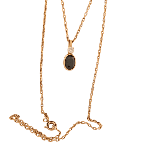 Collier Chaîne et pendentif - Saphir ovale en or jaune 18 carats 58 Facettes 2909758 - 2153871
