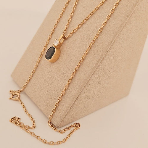 Collier Chaîne et pendentif - Saphir ovale en or jaune 18 carats 58 Facettes 2909758 - 2153871