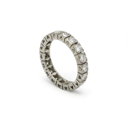 Bague 53 Alliance - Bague en or blanc 750 et diamants 58 Facettes 1420