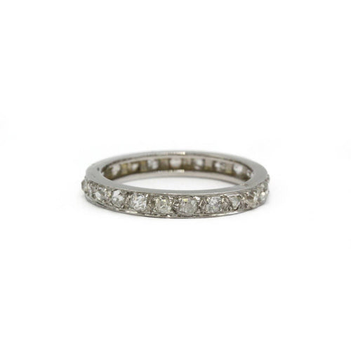 Bague 54 Alliance - Bague en platine sertie de diamants taille ancienne 58 Facettes 1409