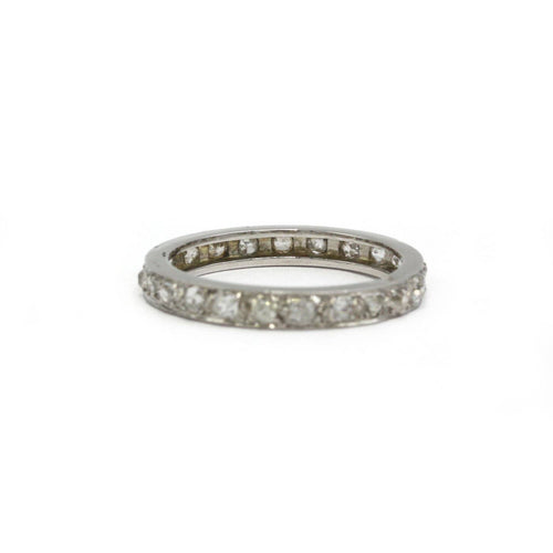 Bague 54 Alliance - Bague en platine sertie de diamants taille ancienne 58 Facettes 1409