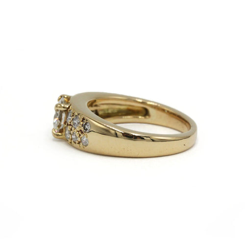 Bague 53 Bague en or jaune 750 avec diamant 0,90 ct et diamants 58 Facettes 1421