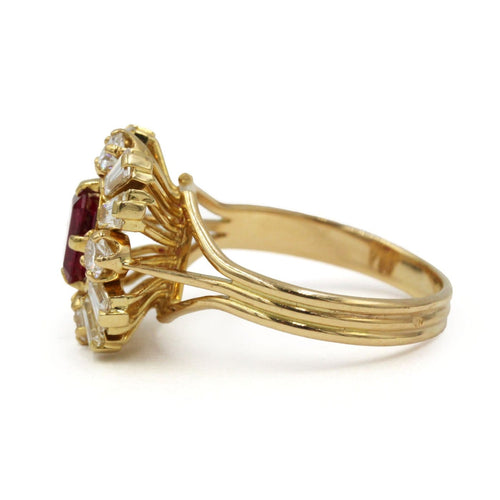 Bague 61 Bague en or jaune 750 avec diamants et rubis 58 Facettes 1361