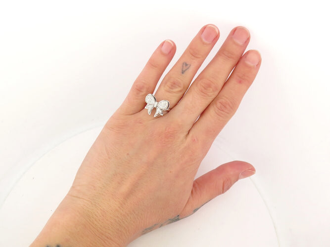 Bague 53 Noeud - Bague en or blanc 18k diamants 58 Facettes 274553